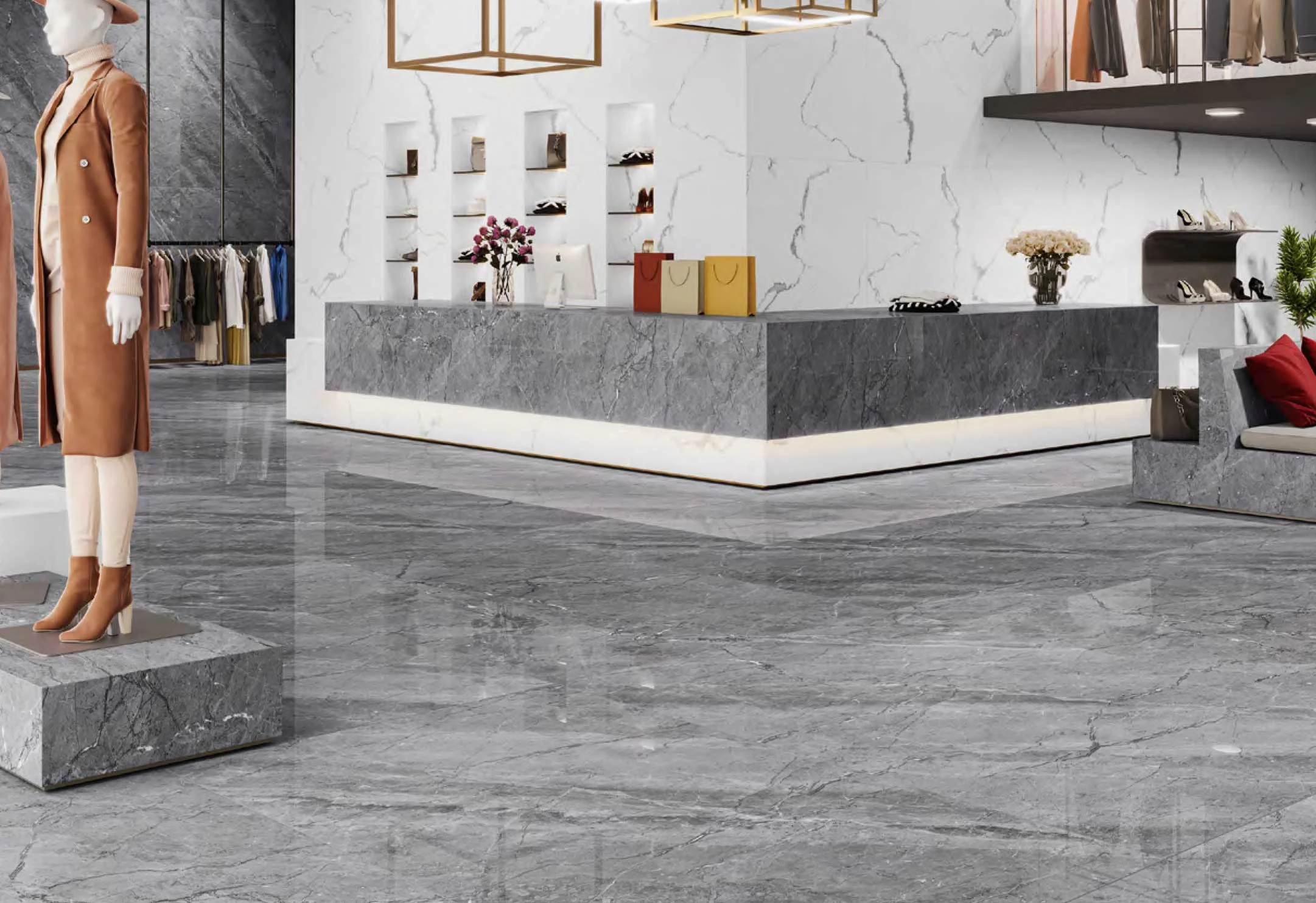 Commercial Spaces in Style with 800 x 3200 slab