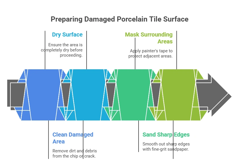 Preparing the Damaged Porcelain Tile Surface