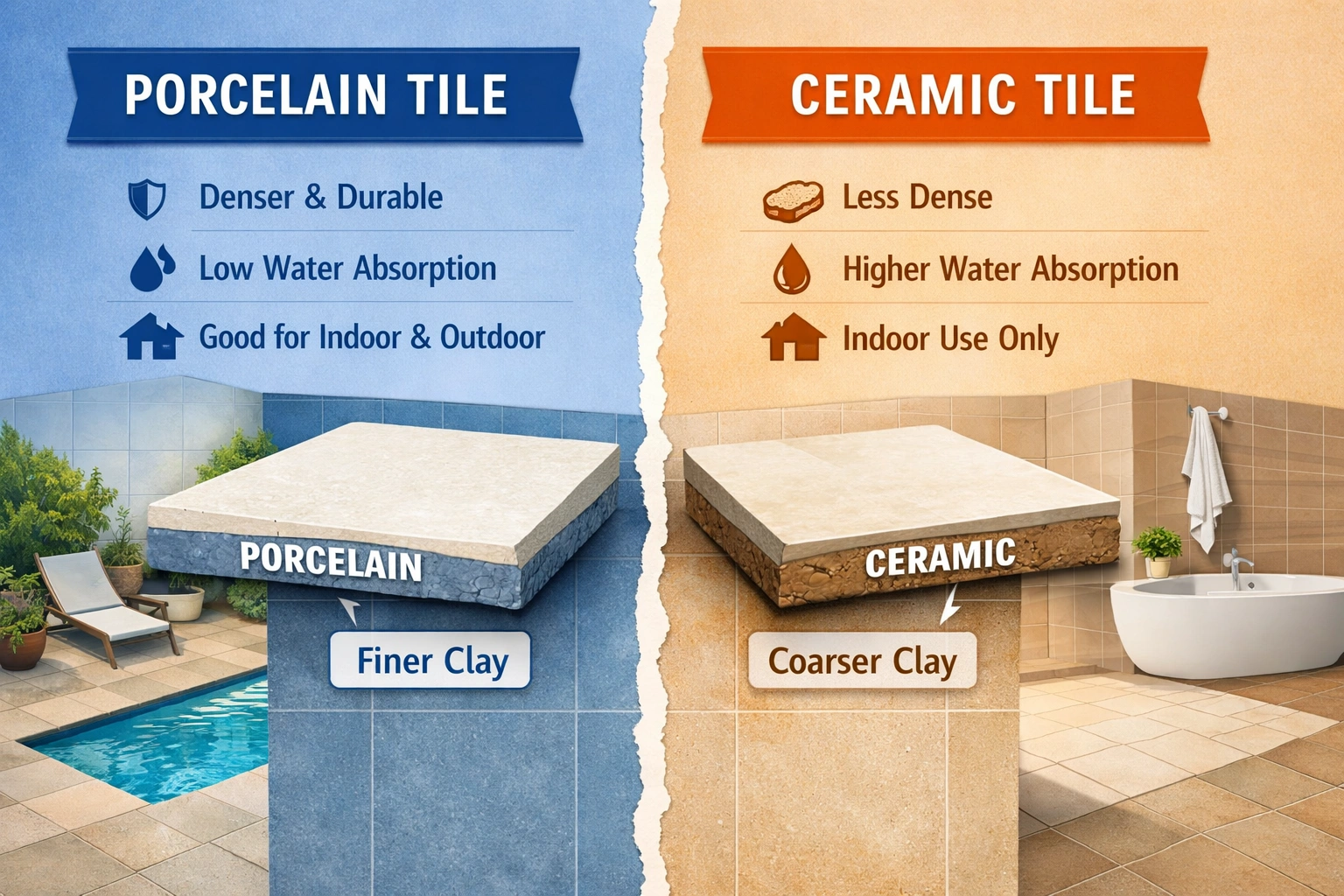 How Are Porcelain Tiles Different from Ceramic Tiles
